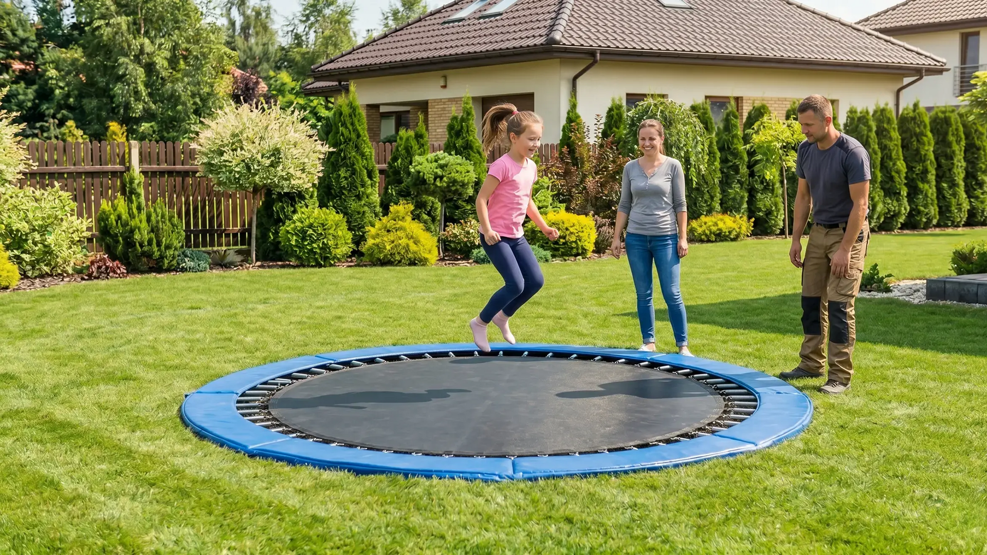 Dzieci skaczące na trampolinie w ziemi