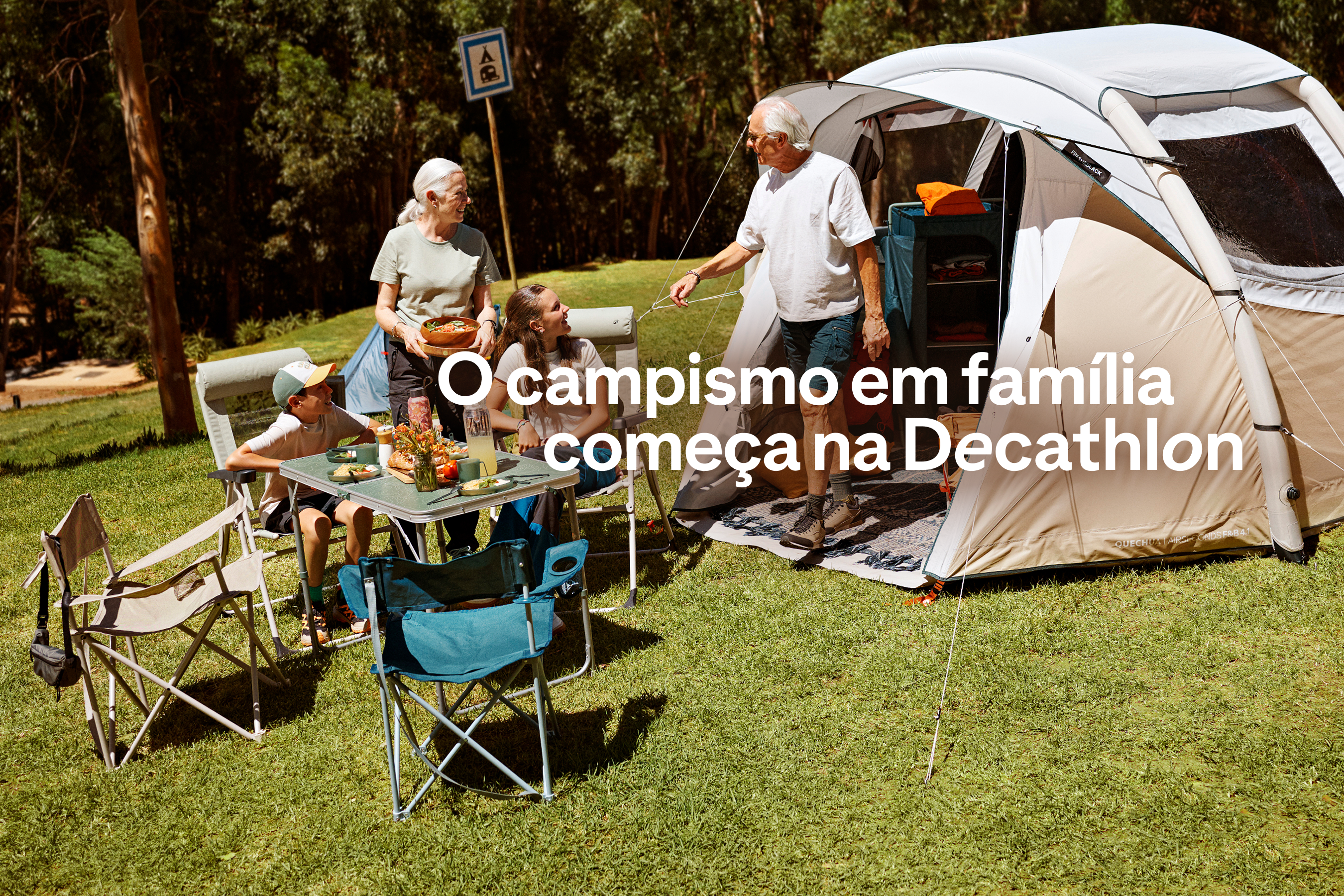 Banner informativo Campismo em Familia na Decathlon