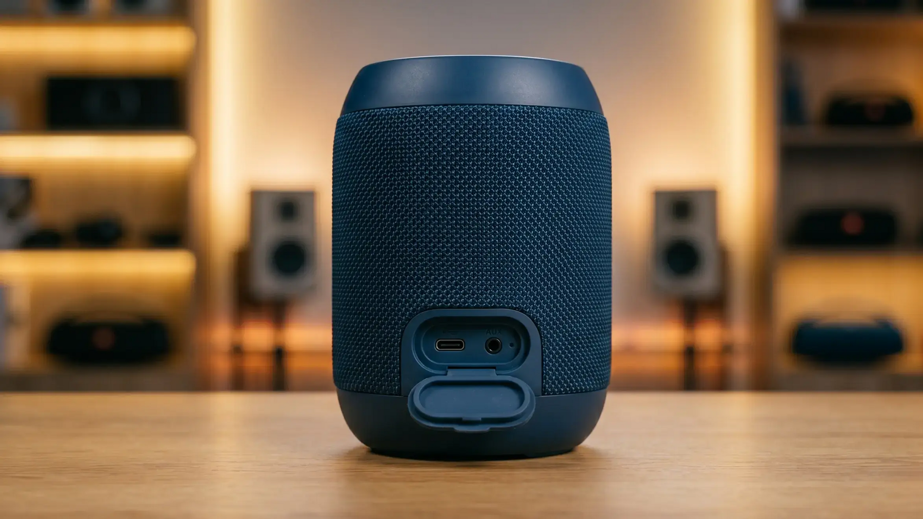 Głośnik bluetooth leżący na stole