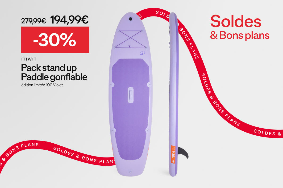 Soldes & bons plans : pack stand up paddle gonflable édition limité 100 violet ITIWIT à -30% soit 194,99€ au lieu de 279,99€