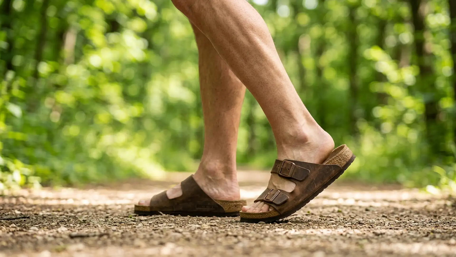 Mężczyzna w klapkach Birkenstock