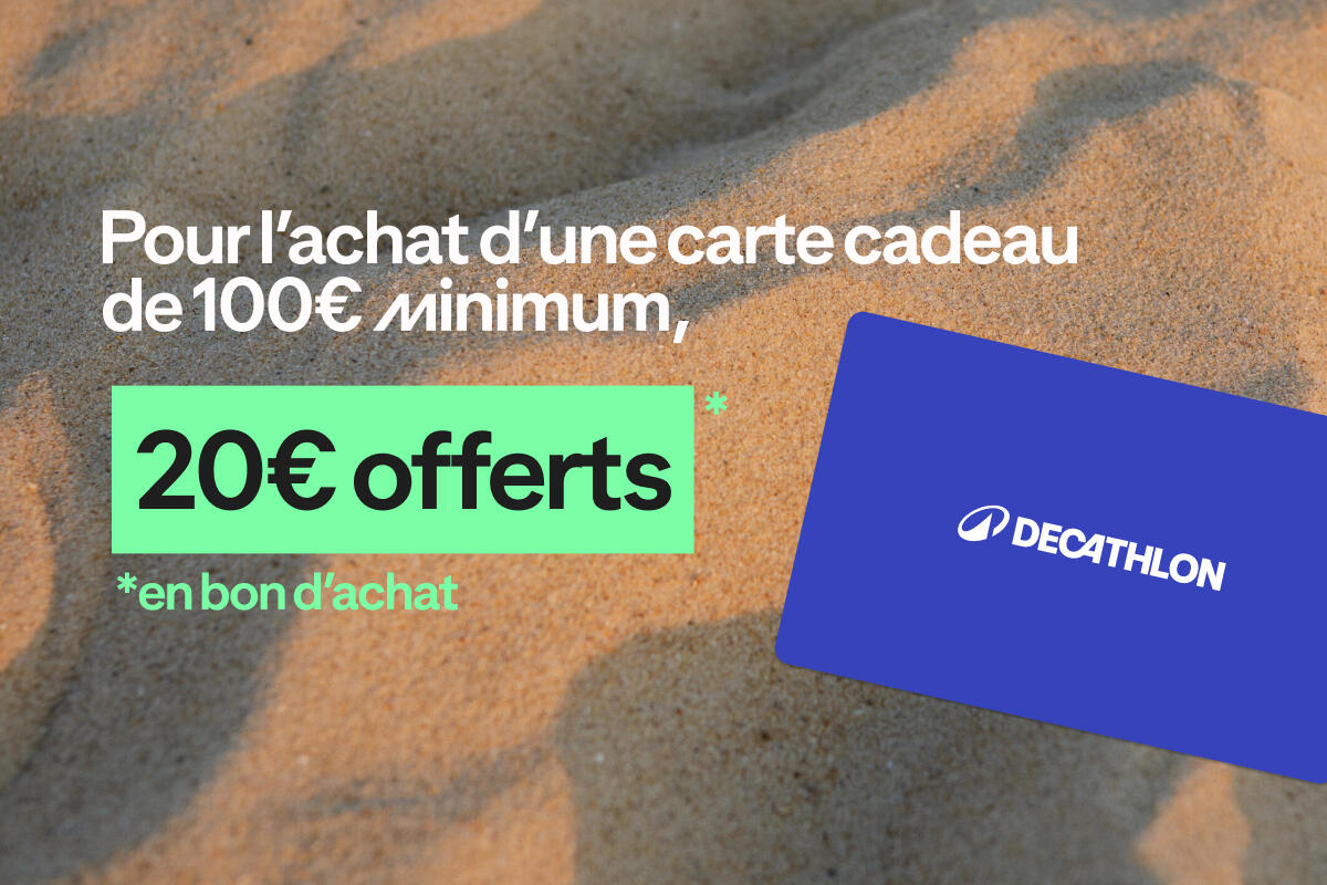 Exclu web du 17 au 20 juillet. Pour l'achat d'une carte cadeau de 100€ minimum, 20€ offerts en bon d'achat.
