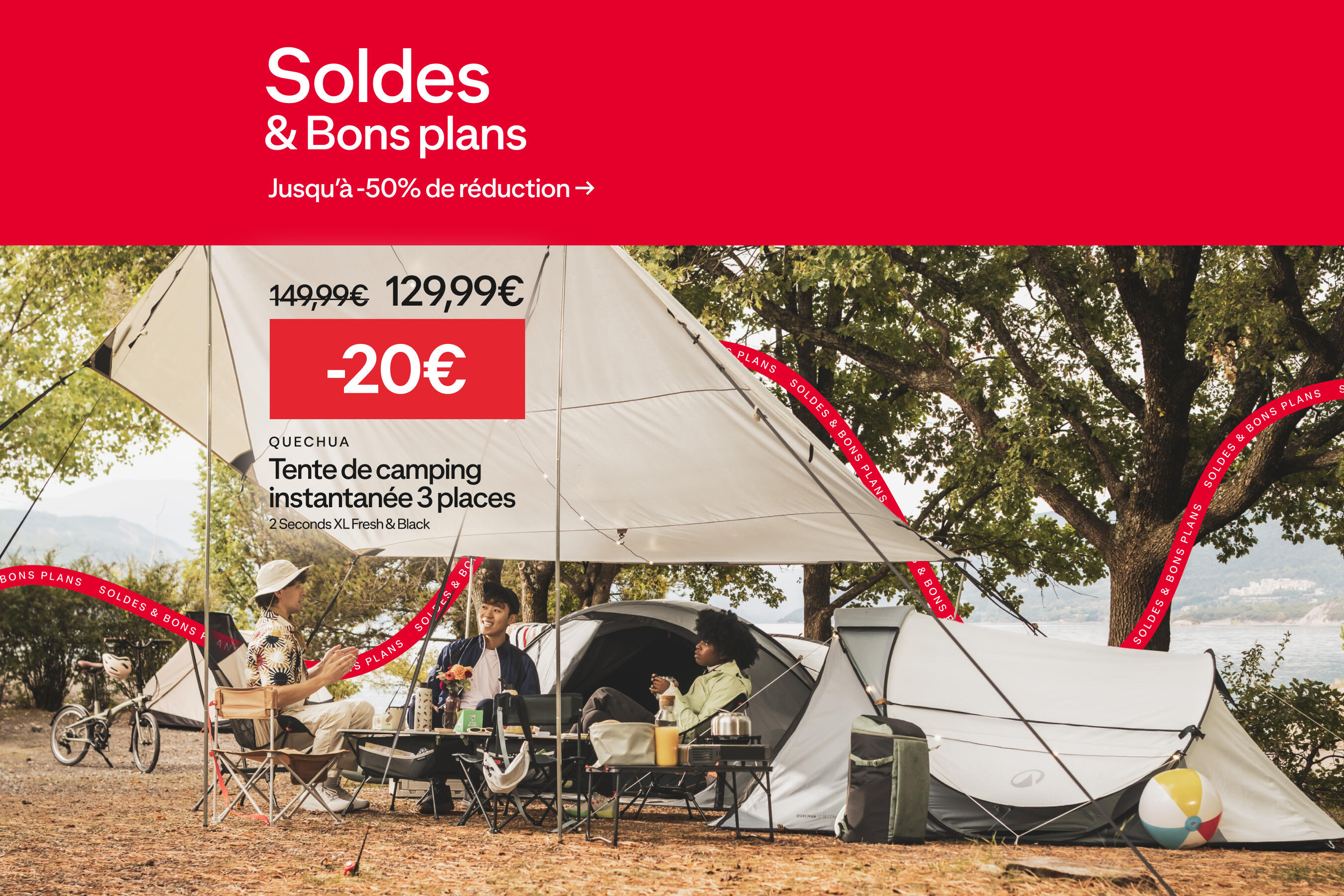QUECHUA Tente de camping instantanée 3 places, 2 Seconds XL Fresh & Black 149,99€ -20€ de réduction 129,99€