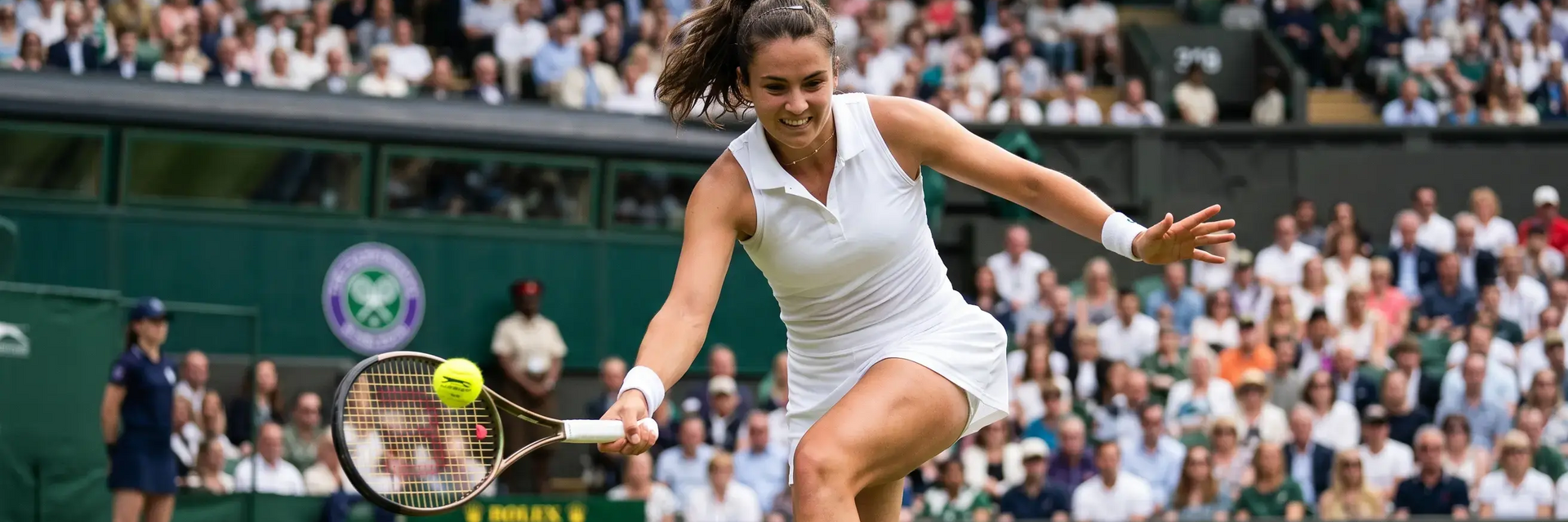 Tenisistka grająca w tenisa na korcie w Wimbledonie