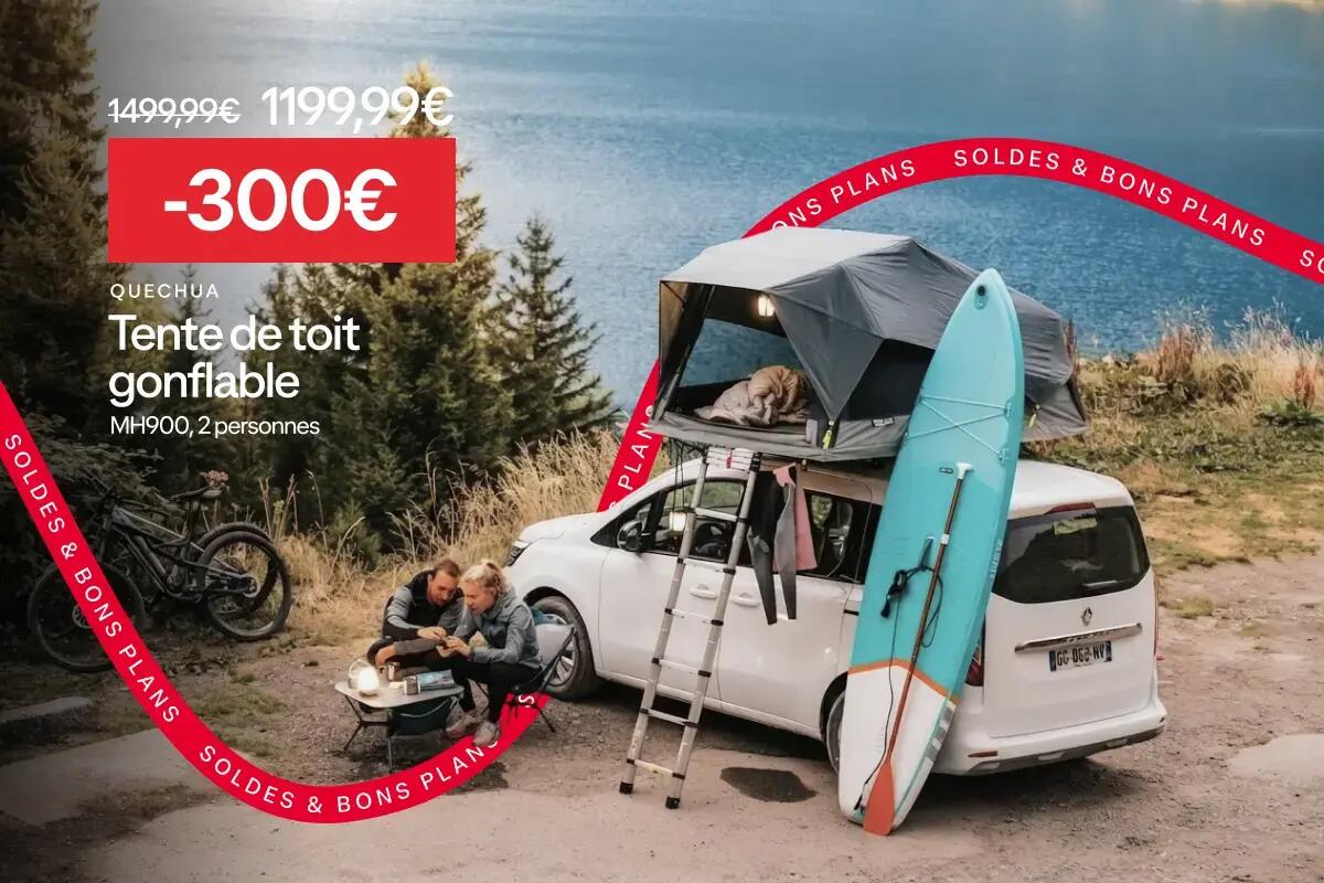 QUECHUA Tente de toit gonflable mh900 fresh & black 2 personnes à -300 € soit 1 199,99 € au lieu de 1 499,99 €