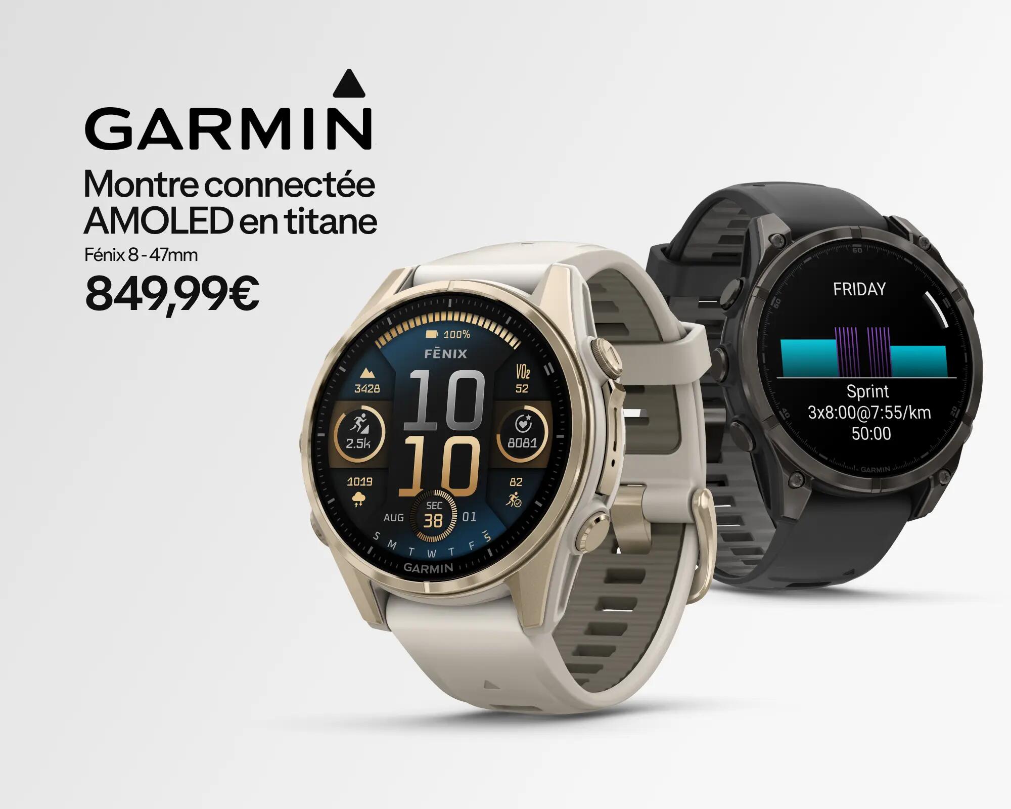 GARMIN : montre connectée AMOLED en titane à 849,99€