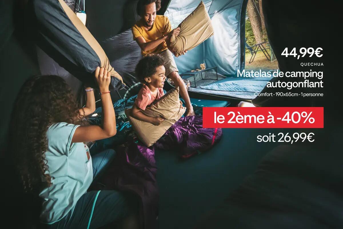 QUECHUA Matelas autogonflant de camping 1 personne, 190x65 cm, Comfort bleu à -40% sur le deuxième soit, le deuxième à 26,99€