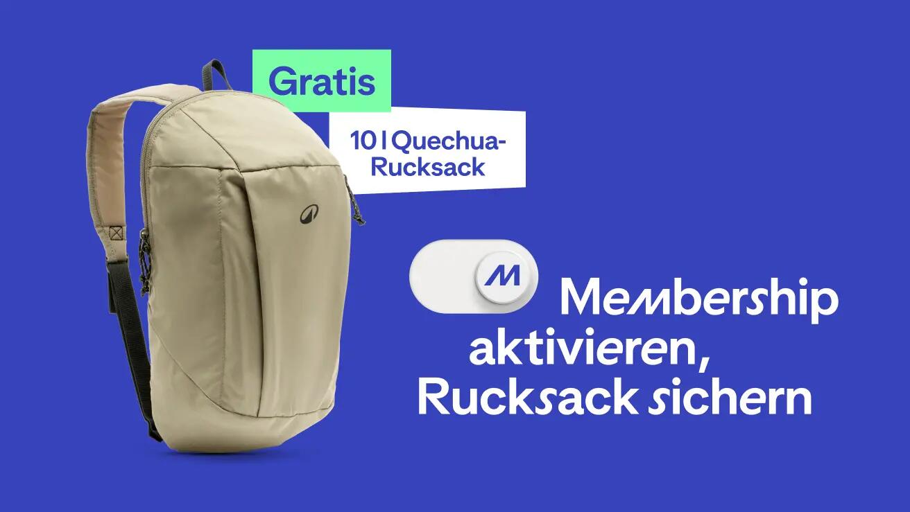 Werbegrafik auf blauem Hintergrund mit dem weißen Text „Membership aktivieren, Vorteile sichern“. Links neben dem Text befindet sich das Symbol eines digitalen Kippschalters (Toggle), auf dessen rundem Knopf ein blaues „M“ abgebildet ist. Das Design ist minimalistisch und erinnert an eine App-Benutzeroberfläche.