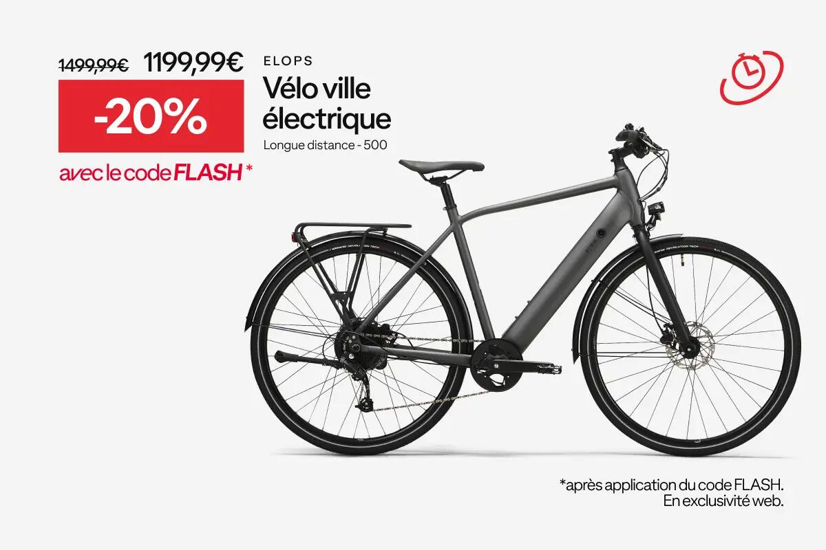 Ventes flash : ELOPS Velo ville longue distance 500 assistance electrique cadre haut à -20% avec le code FLASH Soit 1199,99€ au lieu de 1 499,99 € après application du code