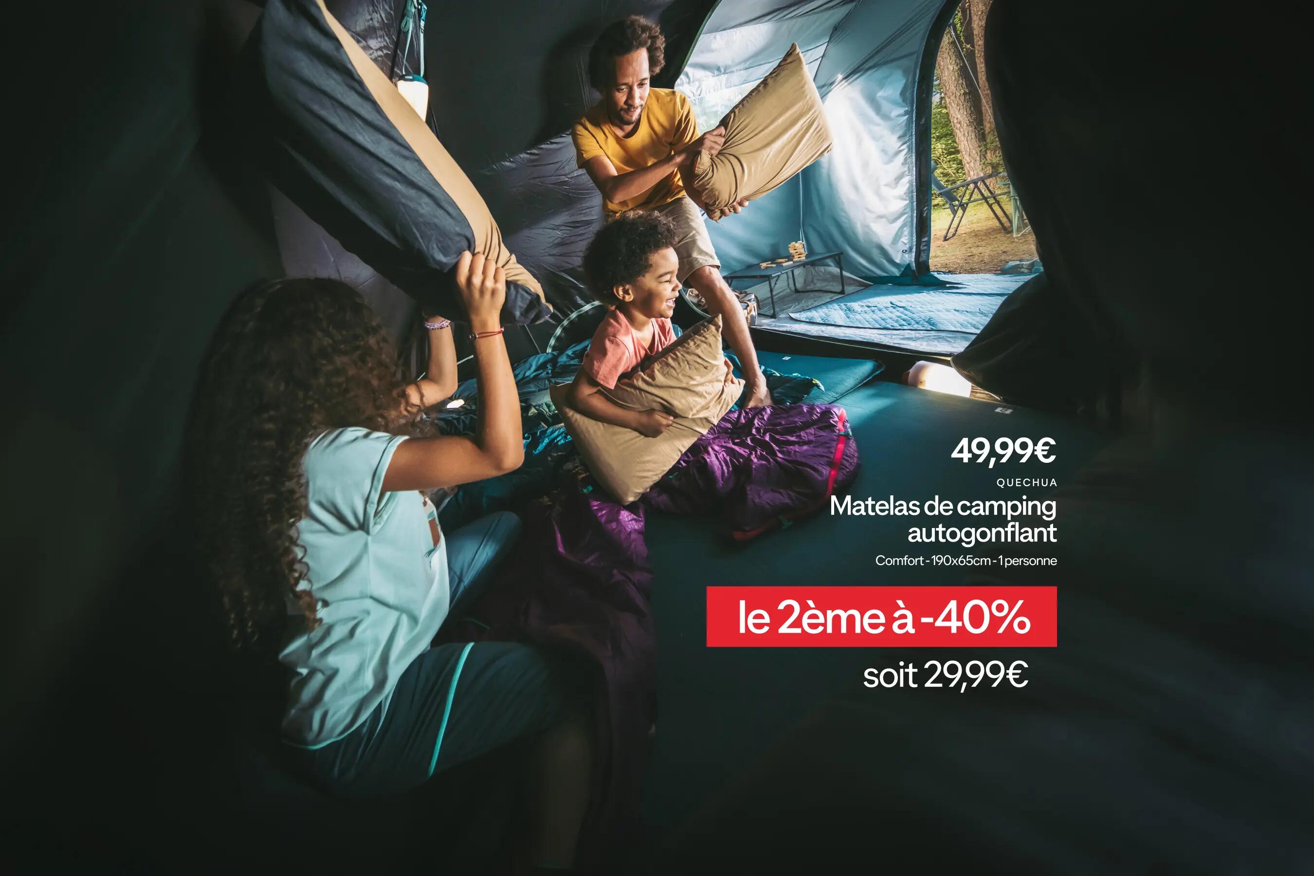 QUECHUA Matelas autogonflant de camping 1 personne, 190x65 cm, Comfort bleu à -40% sur le deuxième soit, le deuxième à 29,99€