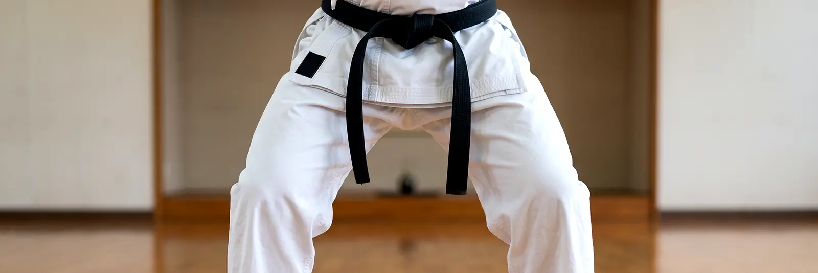 Osoba stojąca w pozycji heiko dachi w karate