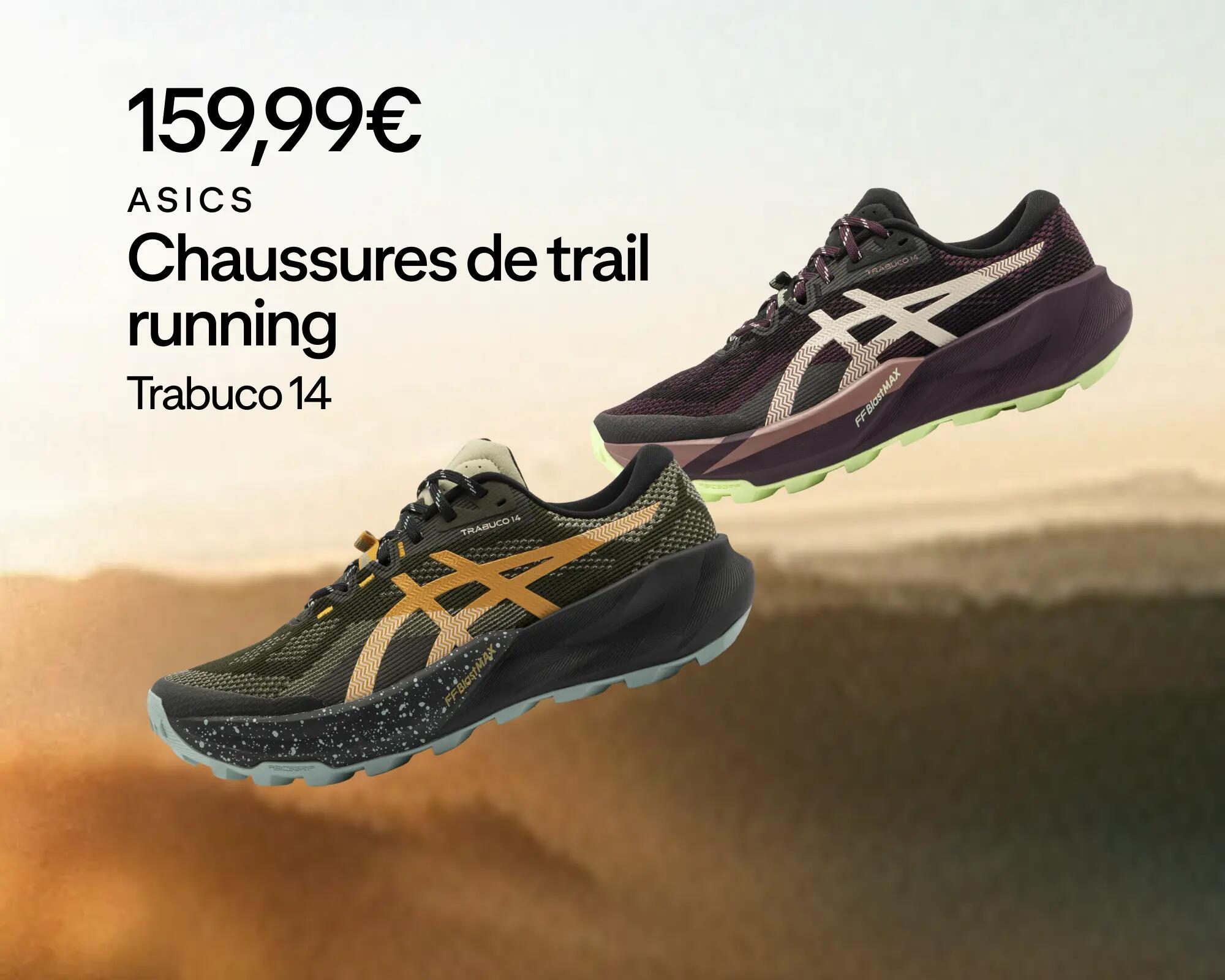 Asics : chaussures de trail running trabuco 14 à 159,99€