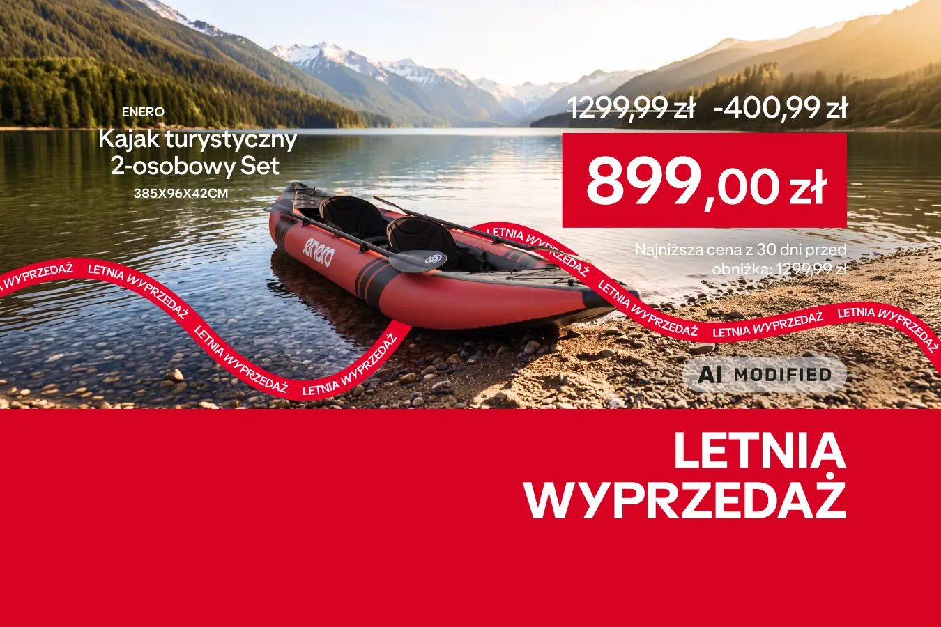 Oferta letniej wyprzedaży do -50%, Kajak turystyczny  Enero za 899,99 zł, najniższa cena z 30 dni 1299,99 zł