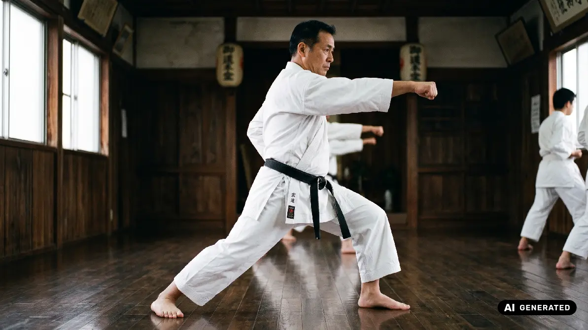Mężczyźni w karategach trenujący karate