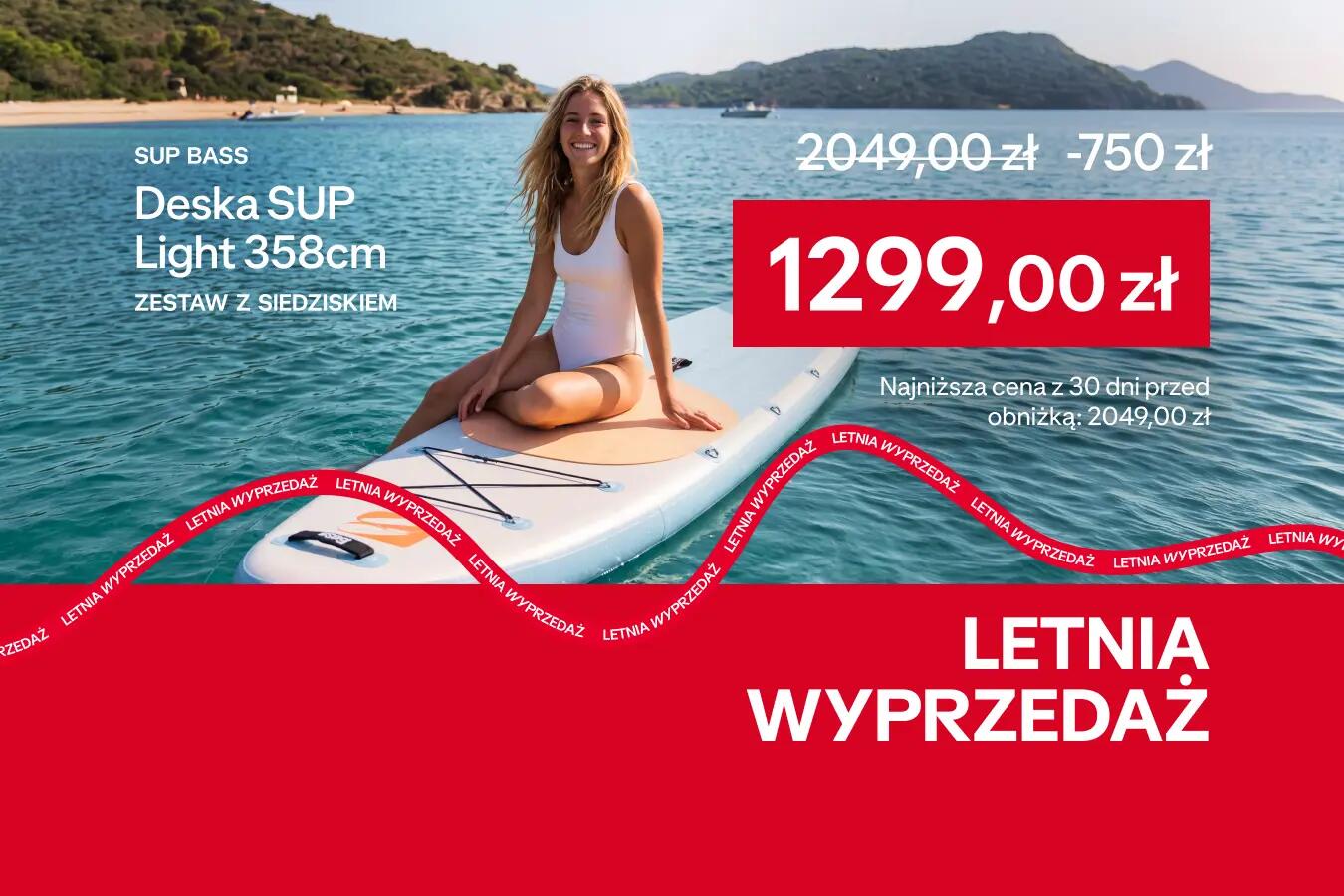 Oferta letniej wyprzedaży do -50%, Deska SUP Light 358 cm za 1299 zł, najniższa cena z 30 dni 2049 zł