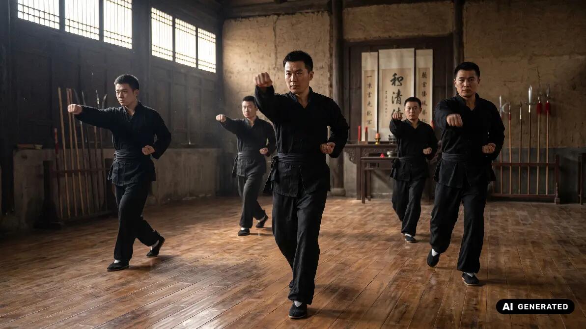 Mężczyźni trenujący xingyiquan