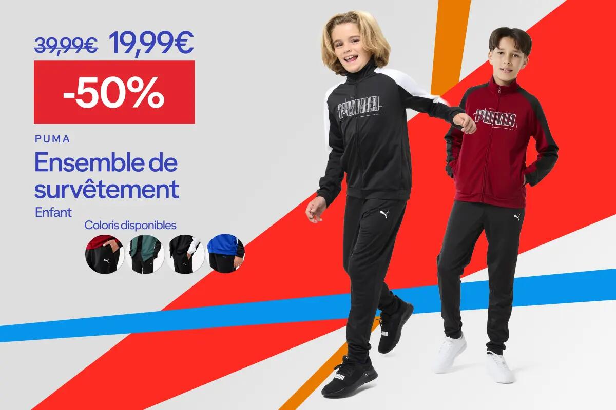 PUMA Ensemble de survêtement enfant à -50% de réduction soit 19,99 € au lieu de 39,99 €