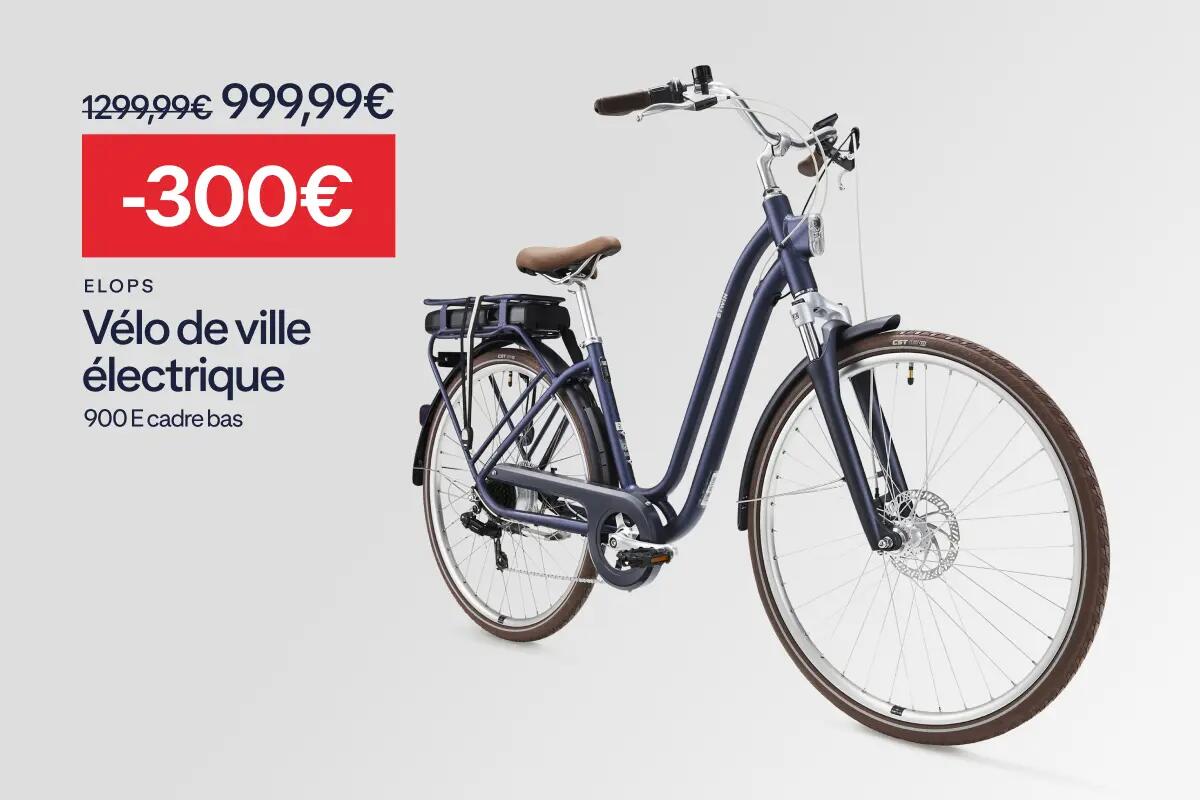 ELOPS VELO DE VILLE ELECTRIQUE ELOPS 900 E CADRE BAS BLEU FONCE à 999,99 € au lieu de 1 299,99 € soit 300€ de réduction