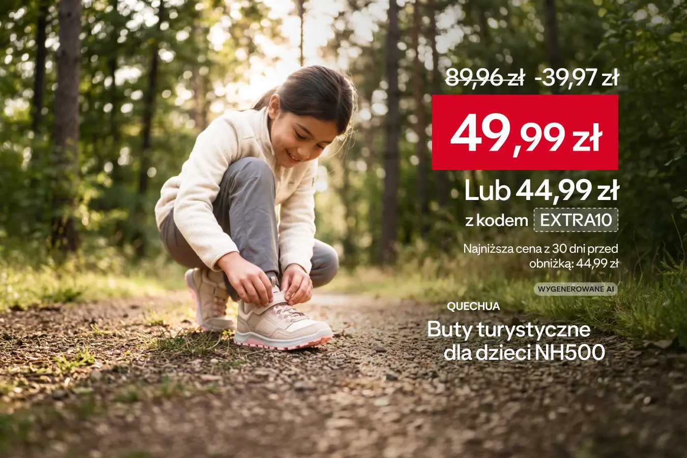 -10% z kodem EXTRA10 na wybrane produkty Decathlon tylko online - grafika wygenerwoana przez AI