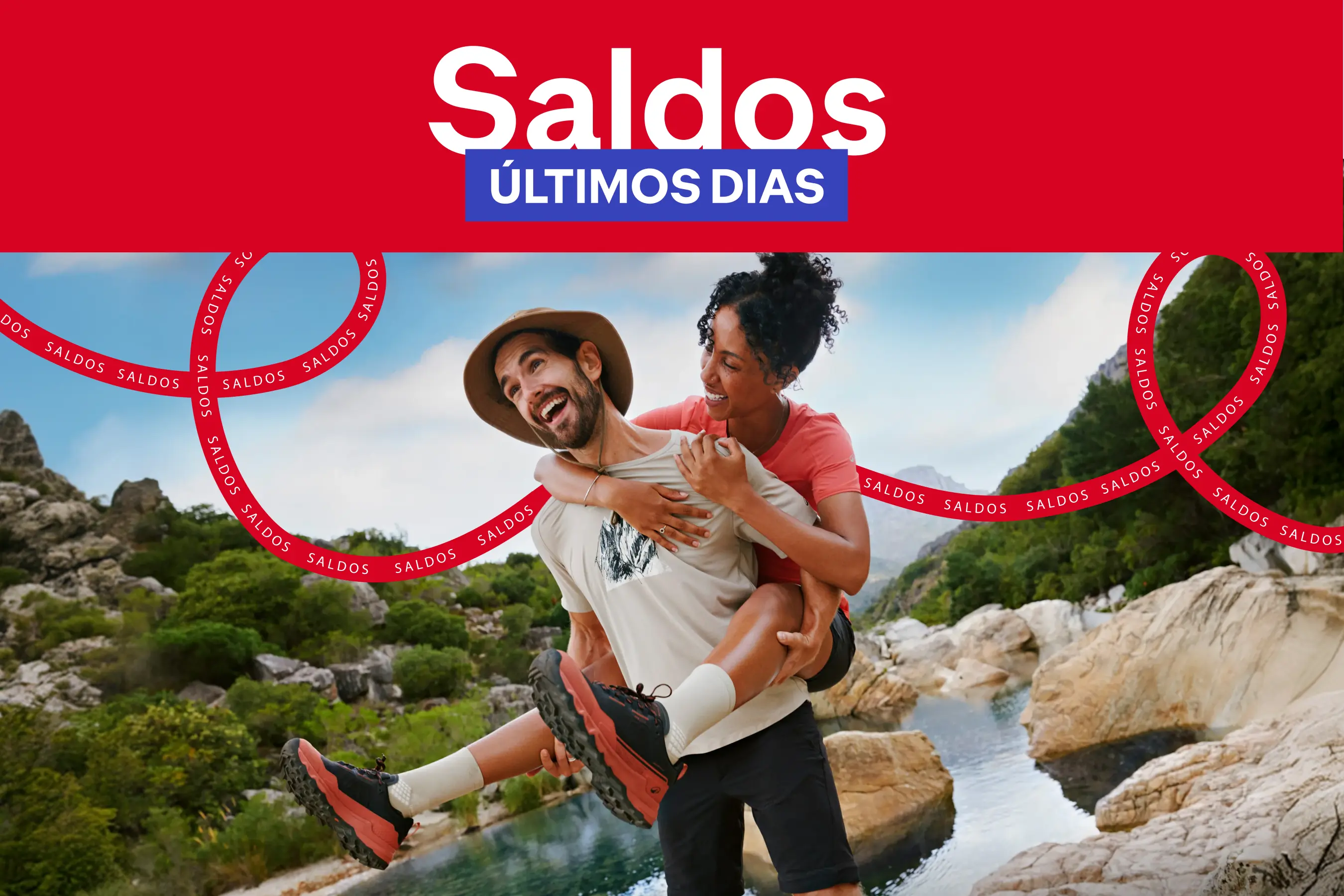 Banner informativo Saldos até -60% de desconto, últimos dias