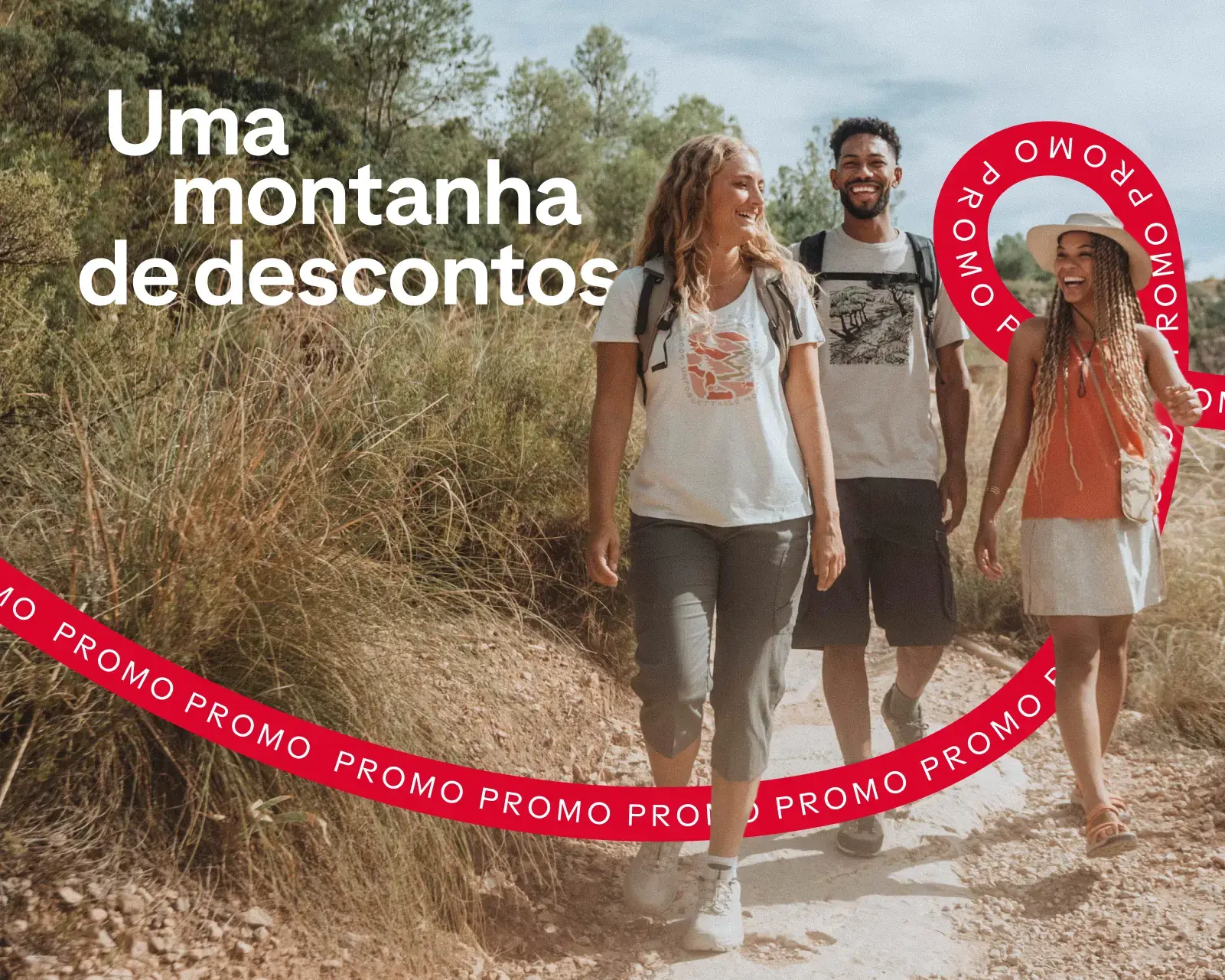 Banner informativo "uma montanha de descontos" mountain deals