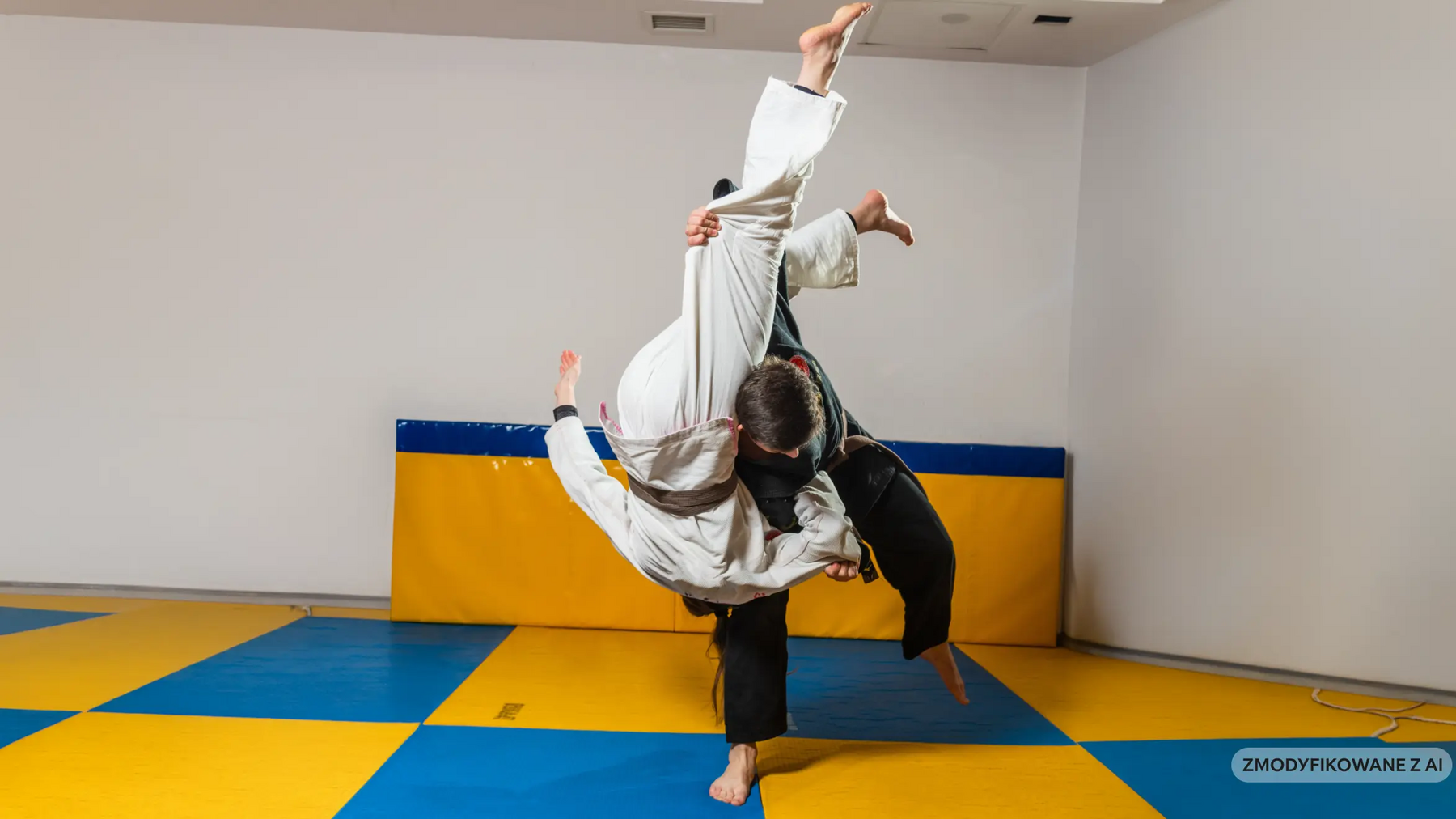 Para trenująca ippon seoi nage w judo
