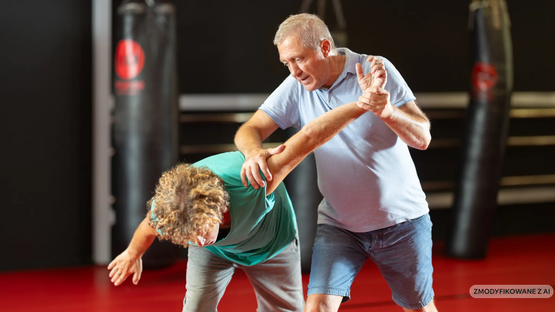 Mężczyzna z kobietą trenujący qin na chwyt w kung fu