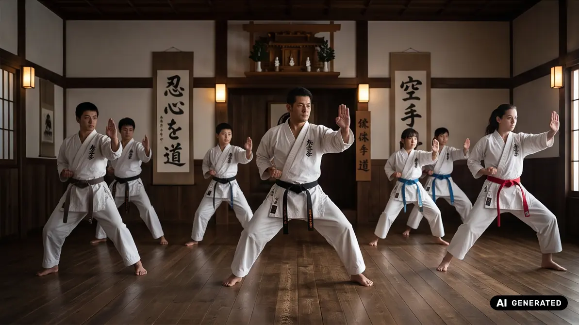 Ludzie w karategach ćwiczący karate