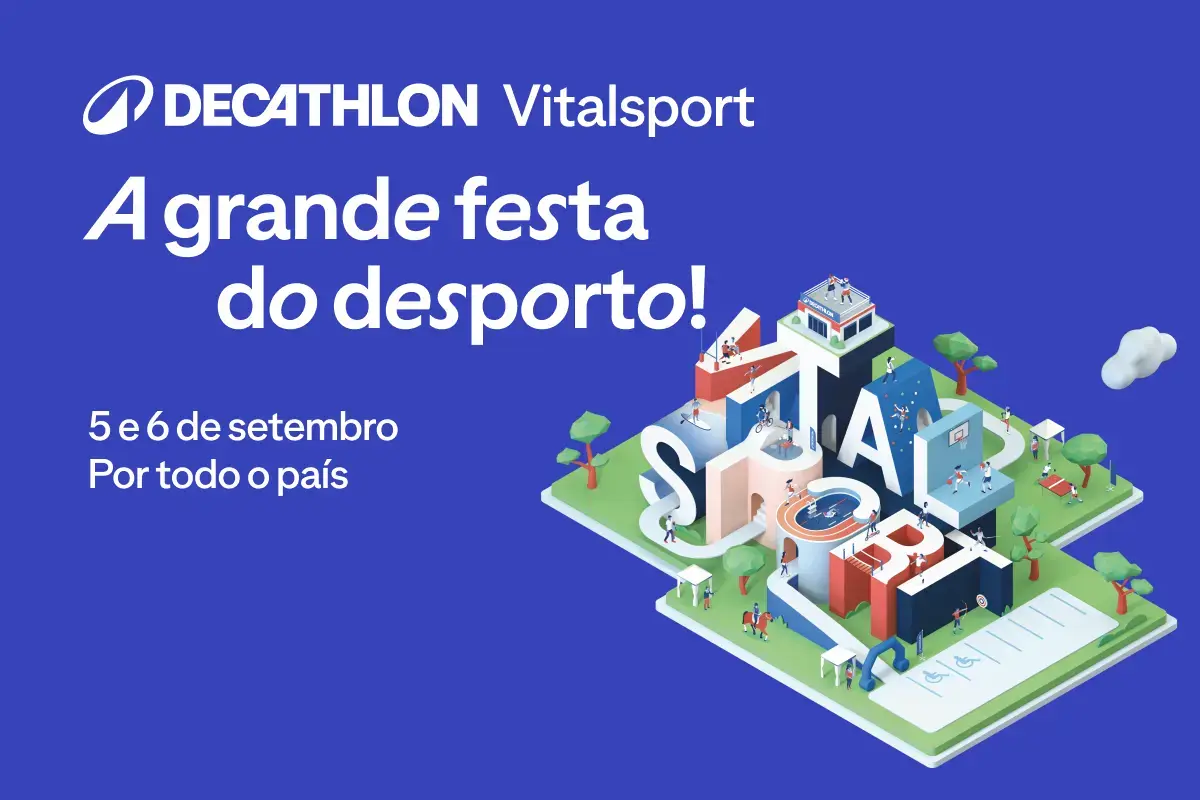 Evento Vitalsport da Decathlon promovendo a experimentação de diversas modalidades desportivas para toda a família.