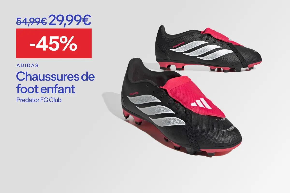 ADIDAS Chaussure Predator FG CLUB Enfant Noir à 29,99 € au lieu de 54,99 € soit 45% de réduction
