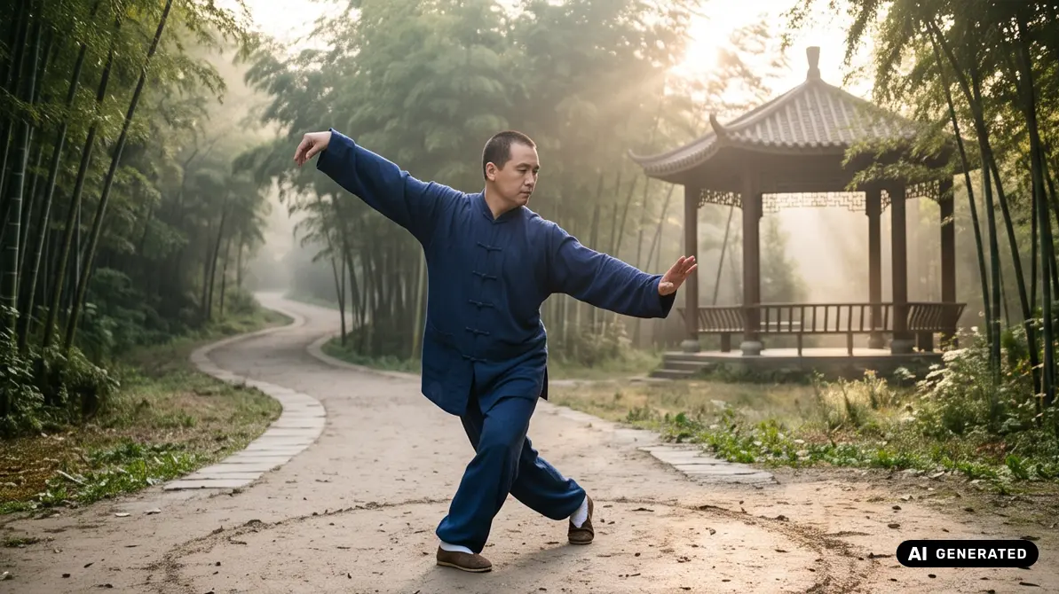 Mężczyzna trenujący baguazhang
