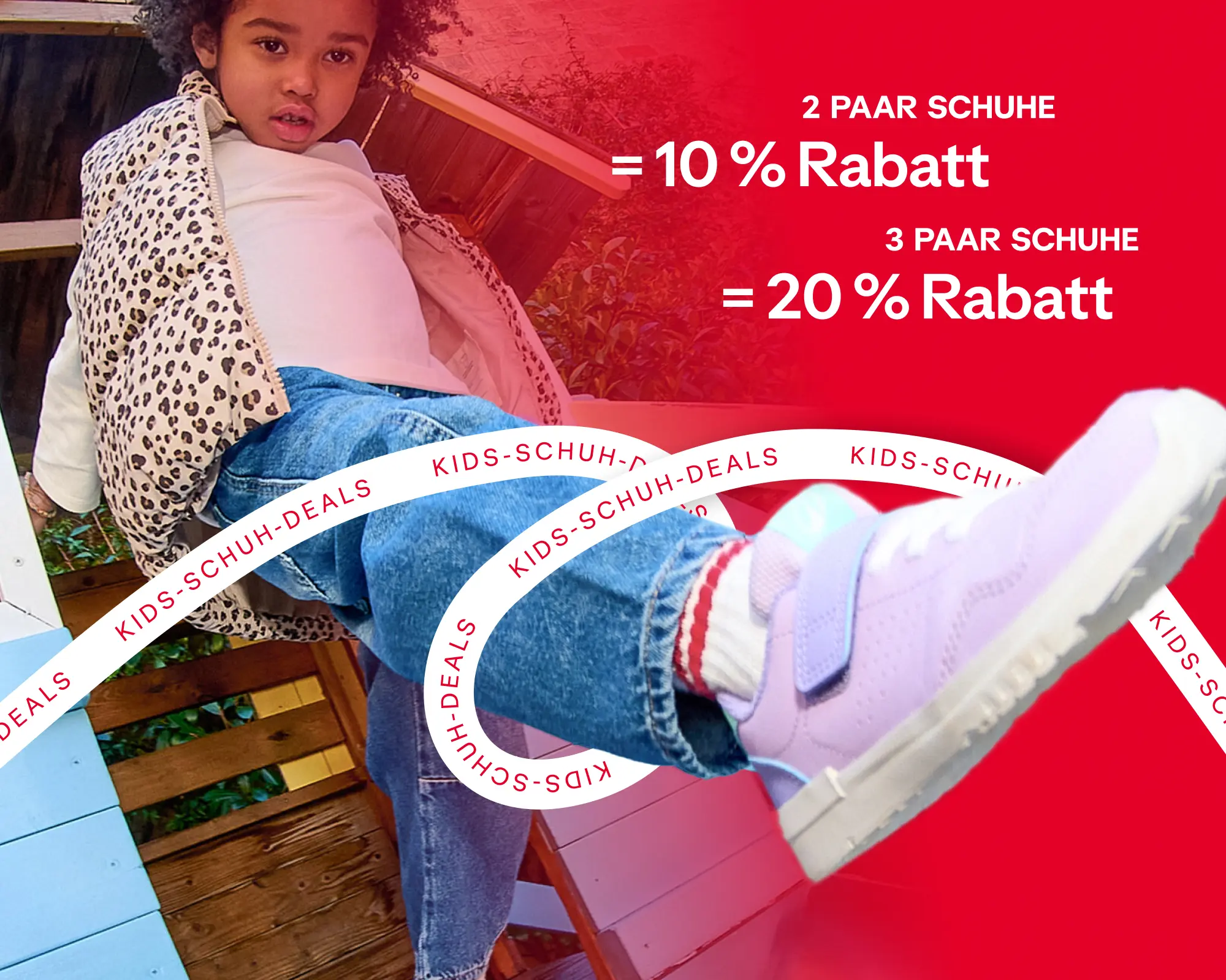 2 Paar Schuhe = 10% Rabatt, 3 Paar Schuhe = 20% Rabatt