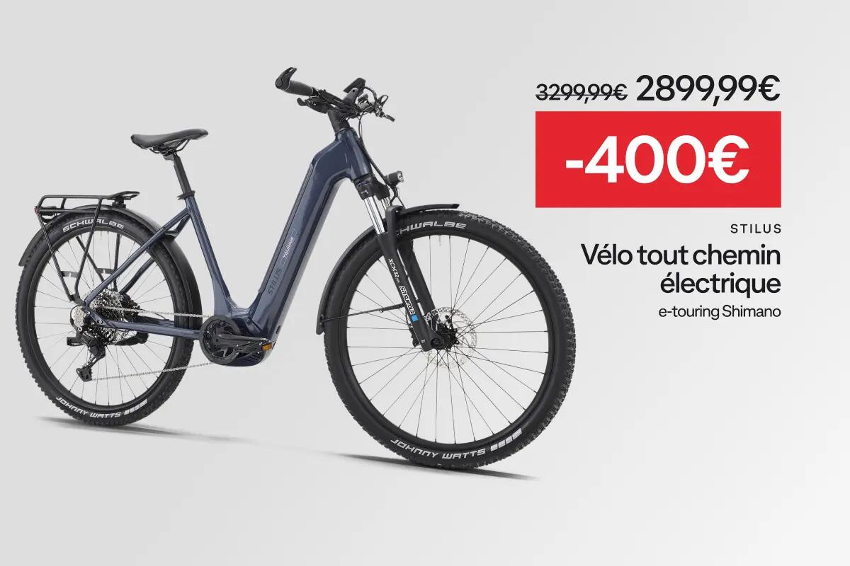 STILUS : vélo tout chemin électrique e-touring shimano à -400€ soit 2899,99€ au lieu de 3299,99€