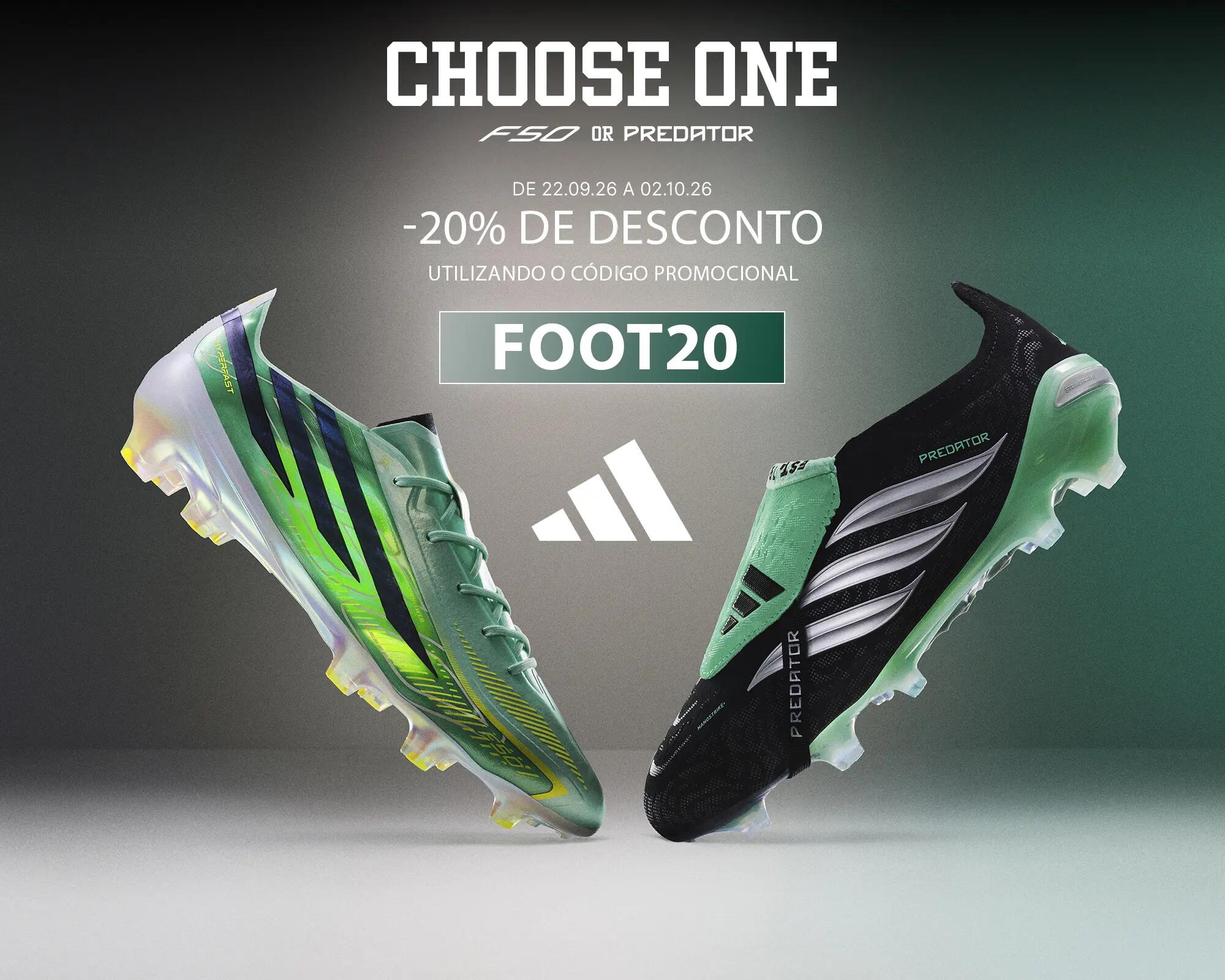 20% desconto nas chuteiras FSO ou Predator com código FOOT20