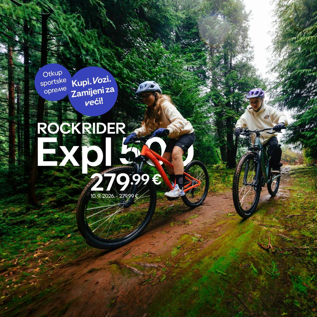 Rockrider expl 500 279,99€. Sidrena cijena 19.9. 279,99€. otkup sportske opreme. Kupi. Vozi. Zamijeni za veći.