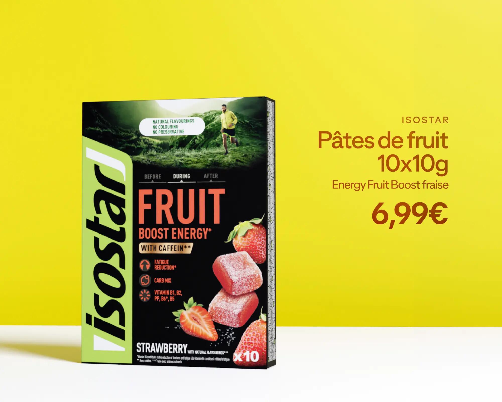 isostar : pâtes de fruit 10x10g à 6,99€