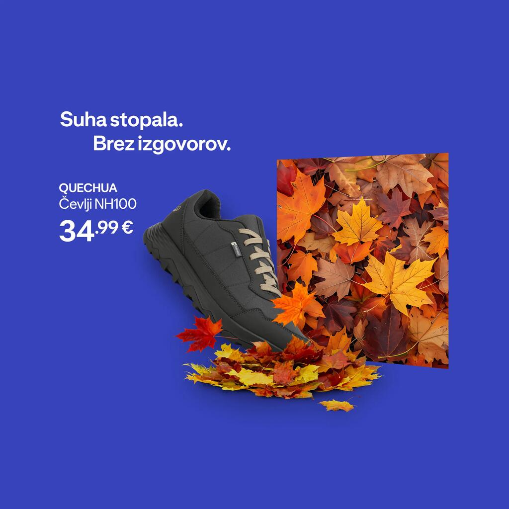 Crne Quechua cipele NH100 po cijeni od 35,99 €, s tekstom 