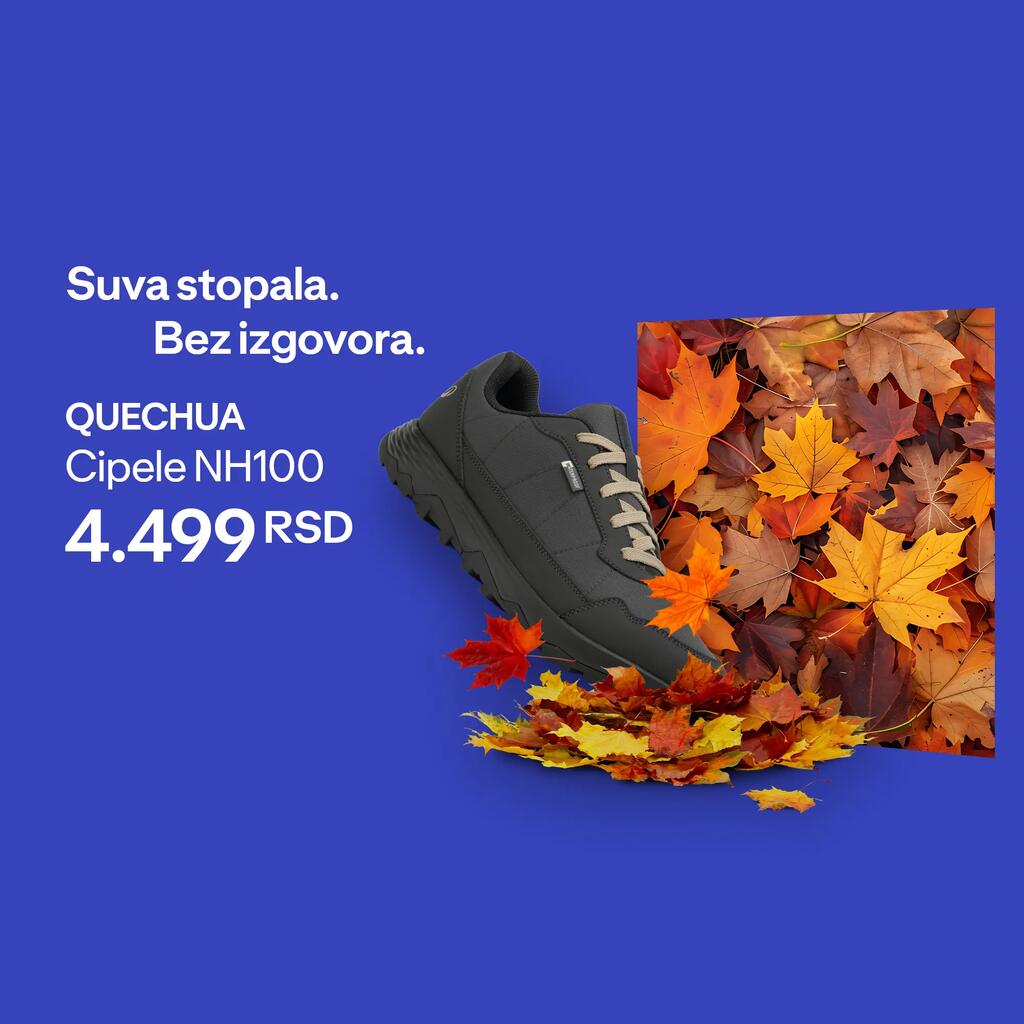 Crne Quechua cipele NH100 po cijeni od 4.499 RSD, s tekstom 
