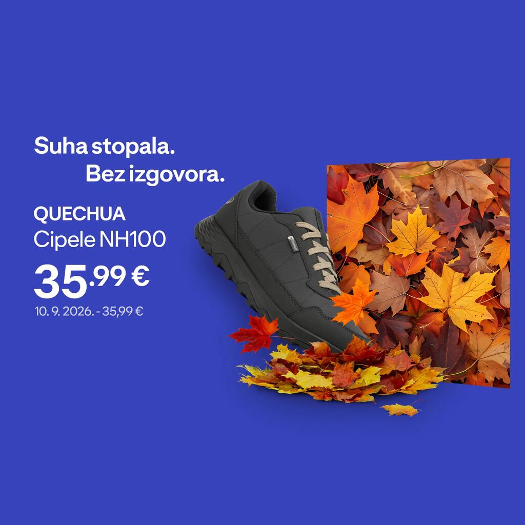 Suha stopala. Bez izgovora. Quechua Cipele NH100, 35,99€. Sidrena cijena 10.9.2026- 35,99€