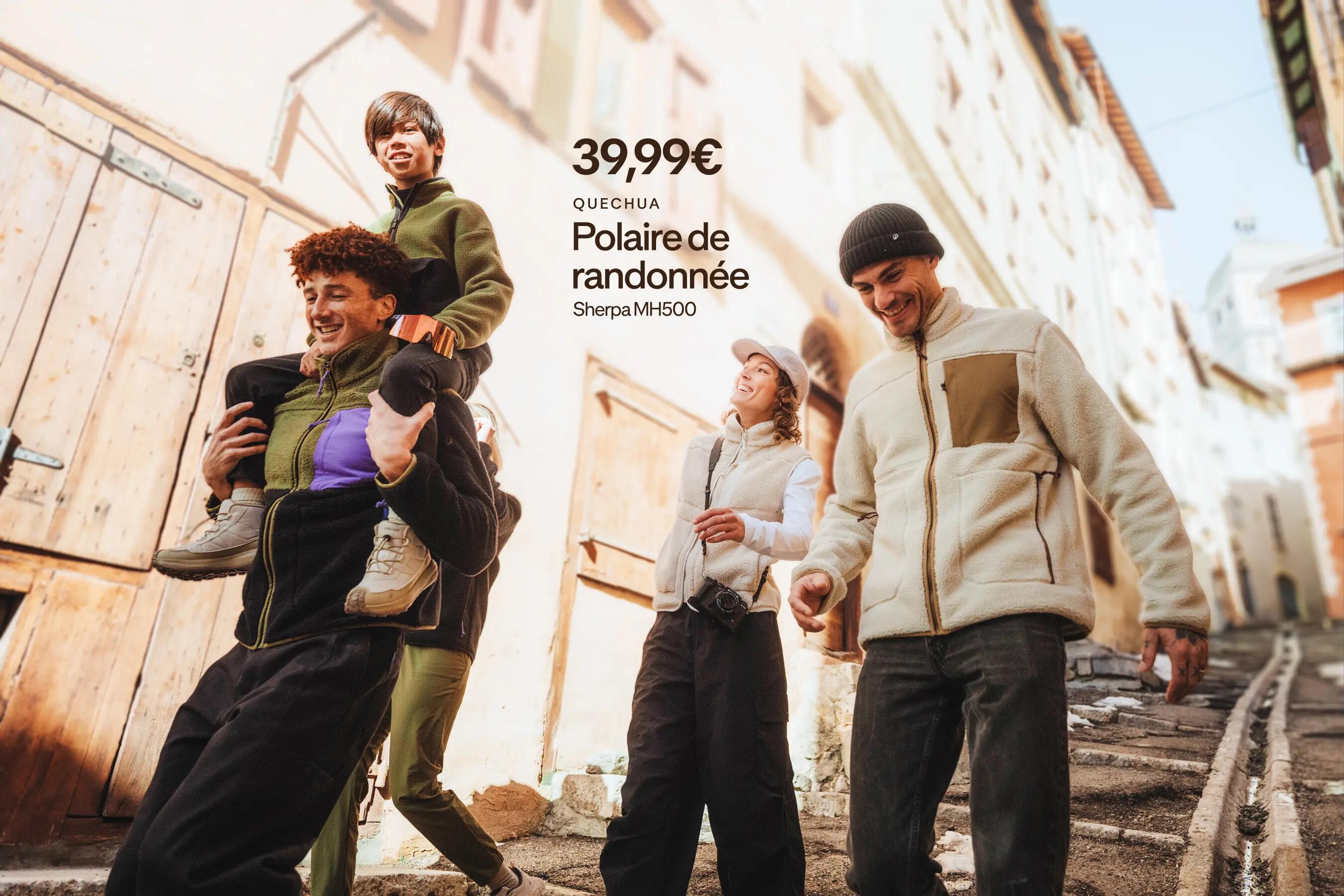 S'équiper par tous les temps : QUECHUA Polaire de randonnée homme, sherpa MH500 beige 39,99€