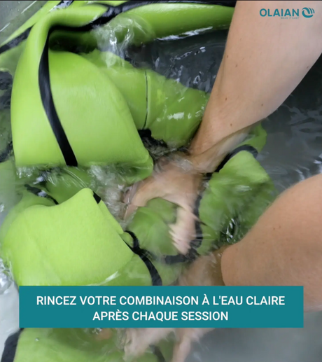 rincer sa combinaison à l'eau claire après chaque session rincer sa combinaison à l'eau claire après chaque session