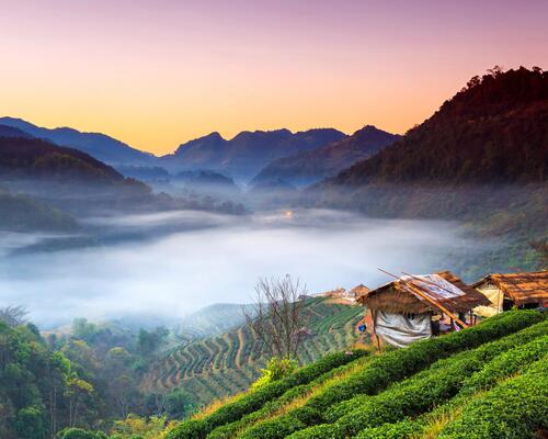 Vue d'un paysage de thailande pendant un voyage de backpacking