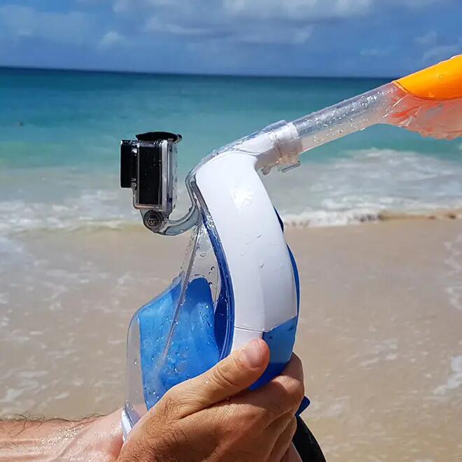 How do you use the Easybreath mask camera mount?