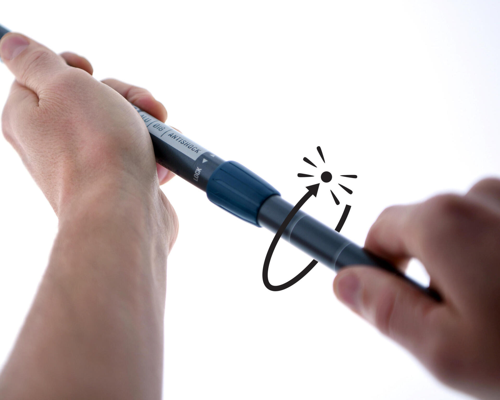 How to operate the anti-shock system of my trekking pole?