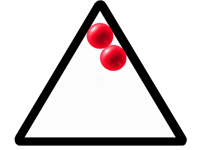 billiard triangle with two red balls
