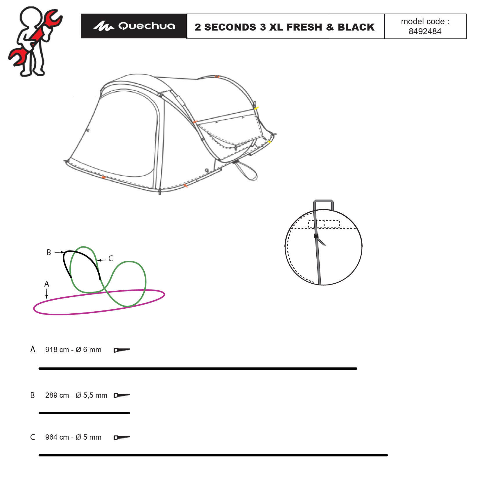 herstellen-2-seconds-tent-3-personen-fresh-and-black-XL-quechua-stuk