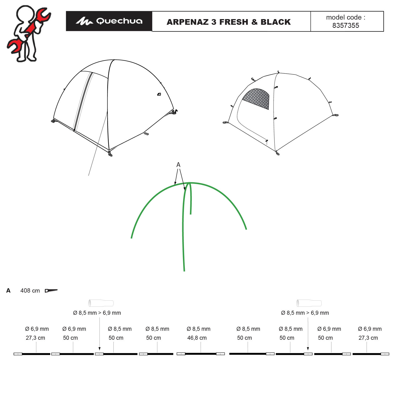 herstellen-tent-arpenaz-3-personen-fresh-and-black-quechua-beschadigd