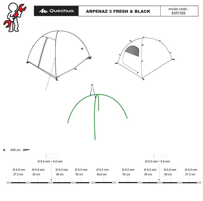 herstellen-tent-arpenaz-3-personen-fresh-and-black-quechua-beschadigd herstellen-tent-arpenaz-3-personen-fresh-and-black-quechua-beschadigd