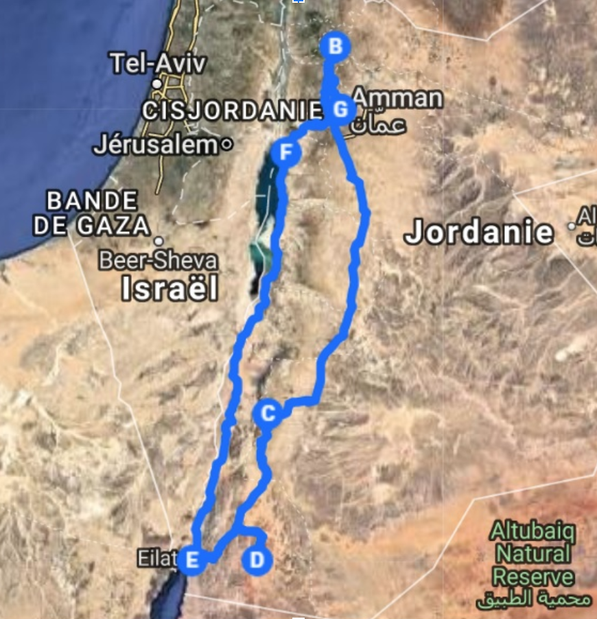 carte itinéraire voyage jordanie
