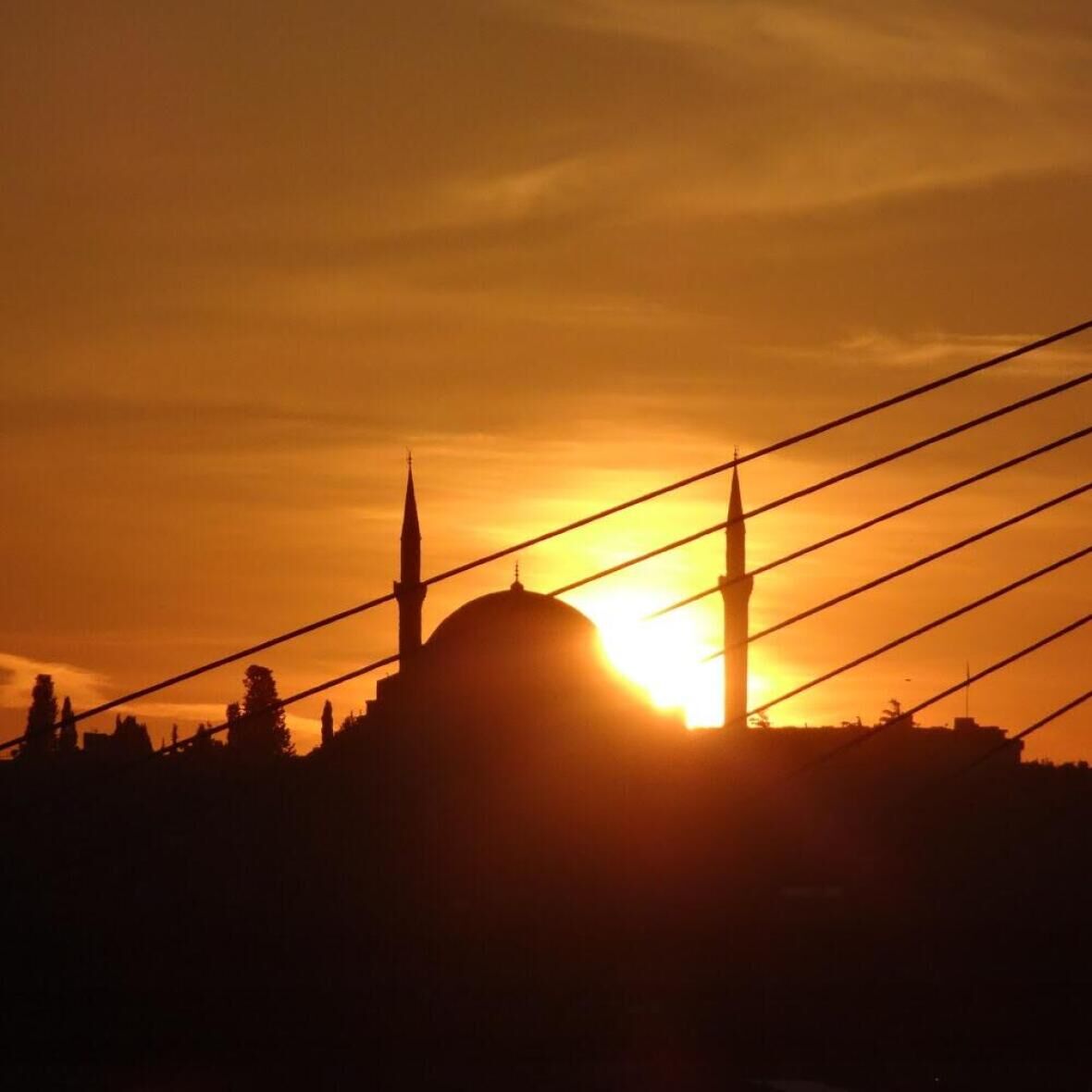 Coucher de soleil Sainte Sophie et Mosquée Bleue à Istanbul